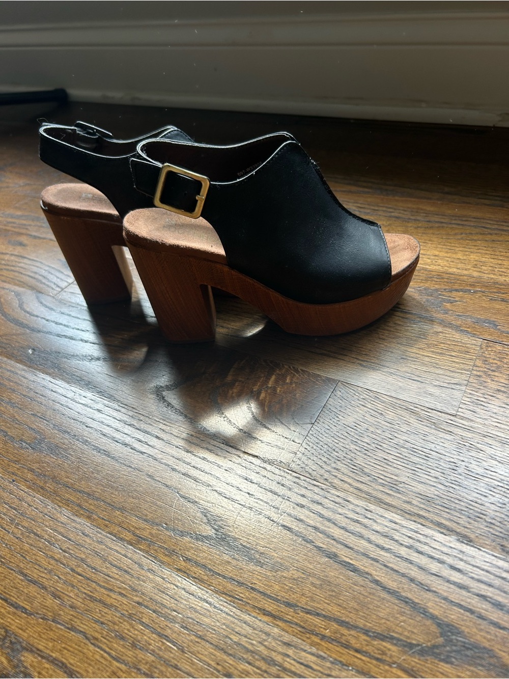 White Mountain Black Platform Peep-Toe Slingbacks